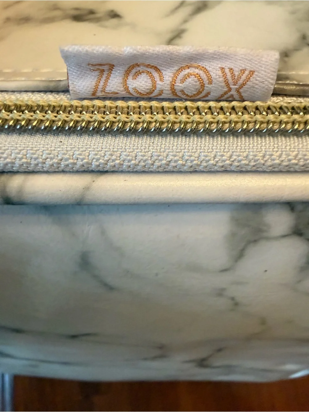Marble-Print Portable Organizer Case - White